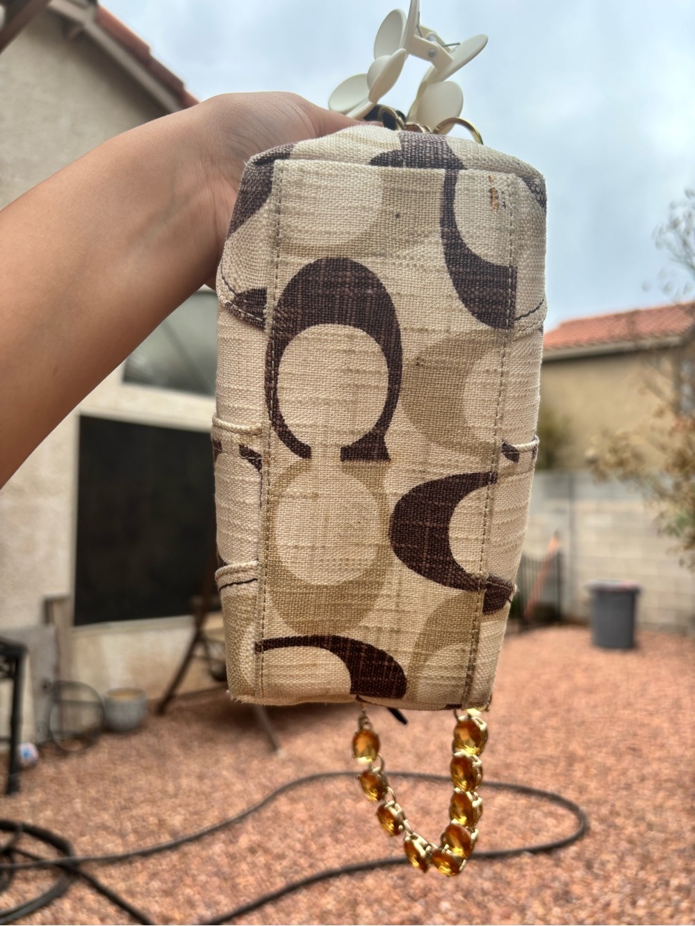 Beige and Brown Coach Mini  Shoulder Bag - Picture 3 of 8